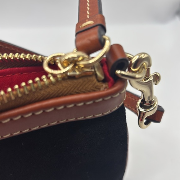 Dooney & Bourke black & tan Suede Large Slim Wristlet with side interior pocket - Picture 5 of 10